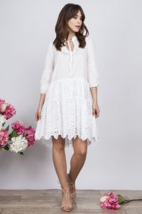 Sukienka batystowa z żabotem White