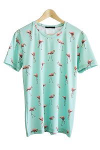 T-shirt Męski Model Flamingos Green