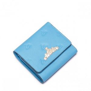 Stylowy krótki damski portfel Niebieski