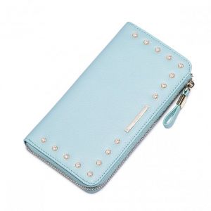 NUCELLE Długi damski portfel z nowej kolekcji Niebieski