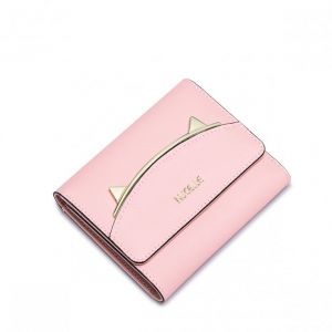 Elegancki krótki damski portfel Różowy