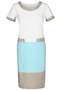Sukienka dzienna model FSU691 Biały/Niebieski