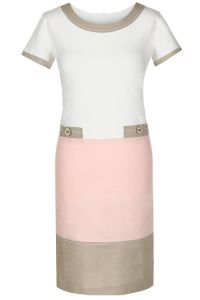 Sukienka dzienna model FSU691 Biały/Łososiowy