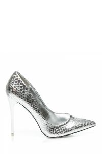 LAKIEROWANE SZPILKI SNAKE PRINT Szary