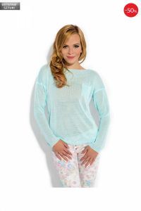 Cienki sweter z kieszonką F145 Niebieski