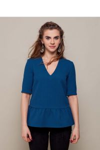 Elegancka bluzka z baskinką akwamaryna GR1350