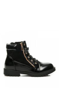 CZARNE SZNUROWANE BOTKI Czarny