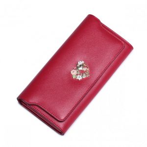 NUCELLE  Długi skórzany damski portfel Czerwony