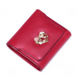 Krótki damski portfel Czerwony