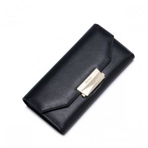 Minimalistyczny damski portfel, idealny na jesień, Czarny
