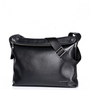 Stylowa męska listonoszka z naturalnej skóry Czarna