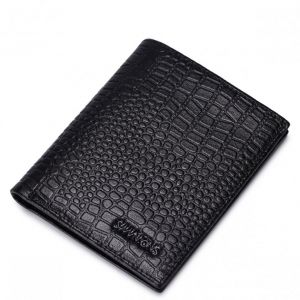 Krótki męski portfel z krokodylim wzorem Czarny